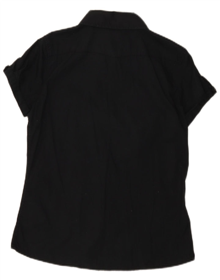 Lee Womens Short Sleeve Shirt UK 10 Small Black Cotton