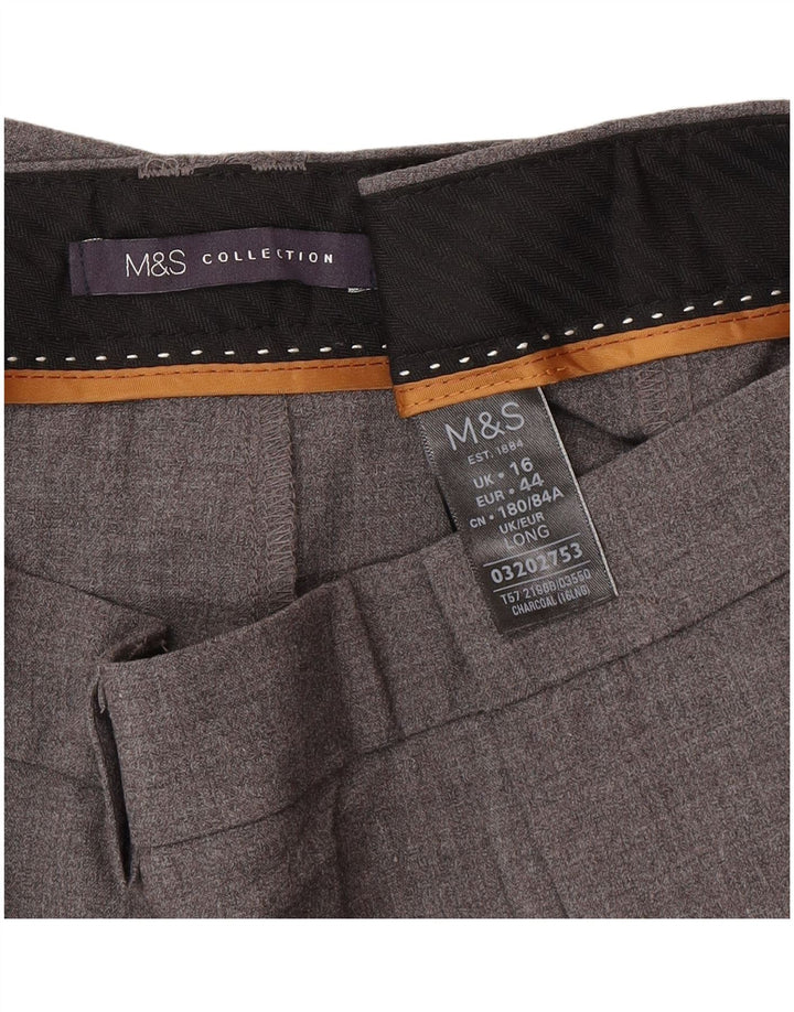 Marks & Spencer Womens Long Suit Trousers UK 16 Large W34 L34 Grey