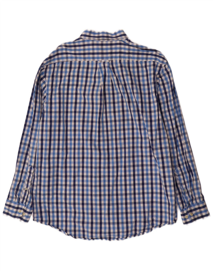 IZOD Mens Shirt Large Blue Check Cotton