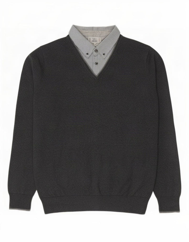Marks & Spencer Mens Regular Fit Polo Neck Jumper Sweater Medium Grey