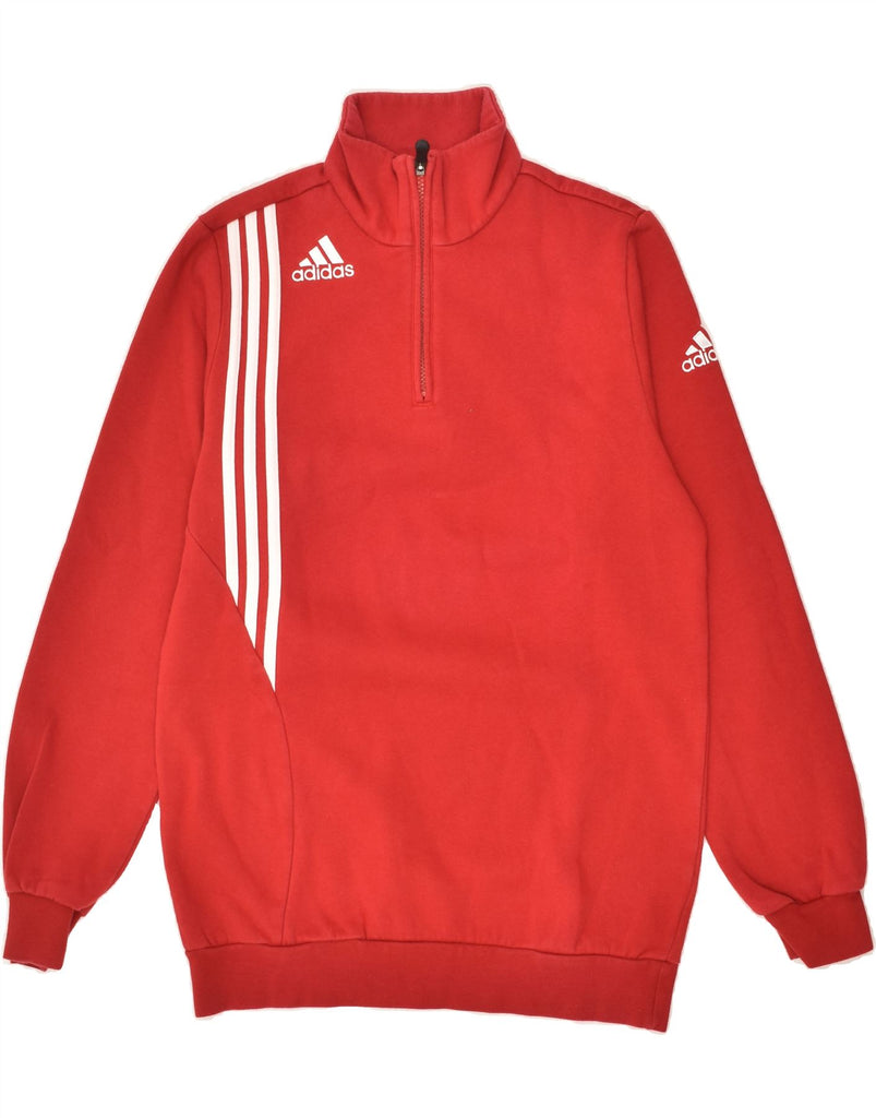 ADIDAS Mens Zip Neck Sweatshirt Jumper UK 38 /40 Medium Red Cotton | Vintage Adidas | Thrift | Second-Hand Adidas | Used Clothing | Messina Hembry 