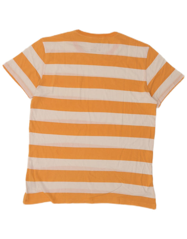 GAP Mens T-Shirt Top Medium Orange Striped Cotton