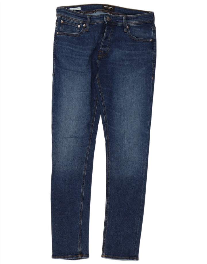 Jack & Jones Mens GLENN Slim Jeans W33 L32 Blue Cotton