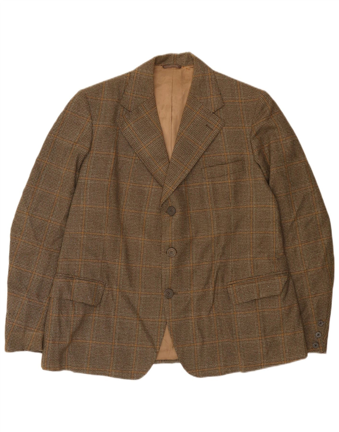 John Collier Mens 3 Button Blazer Jacket UK 38 Medium Brown Houndstooth