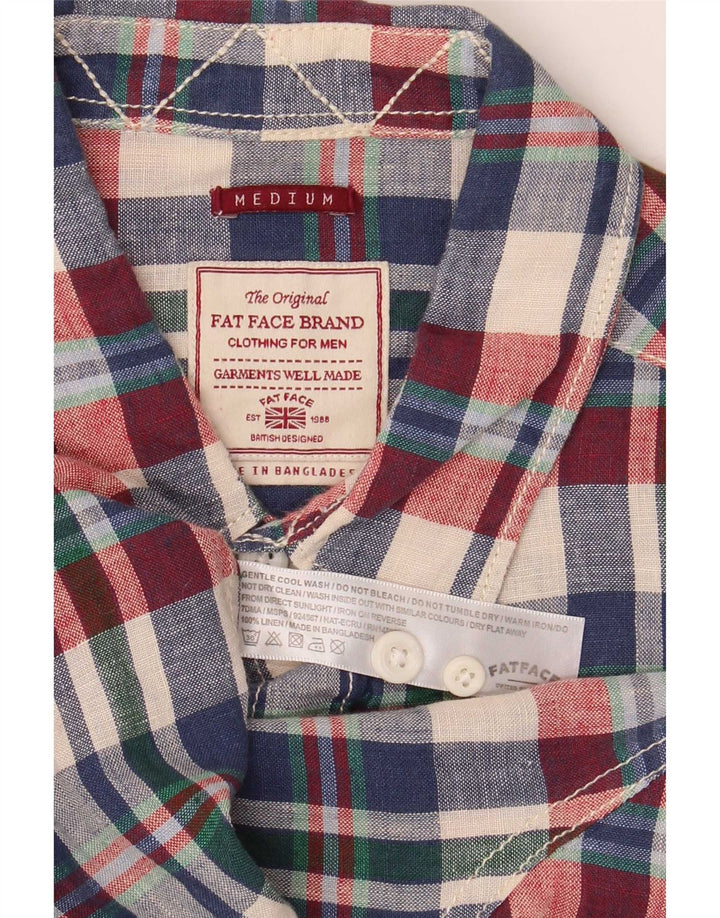 Fat Face Mens Shirt Medium Multicoloured Check Linen