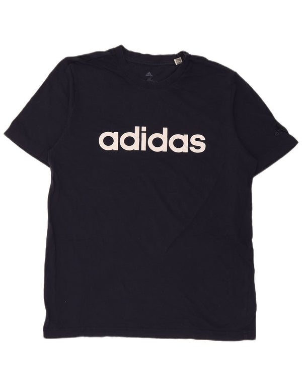 Adidas Mens Graphic T-Shirt Top Medium Navy Blue Cotton
