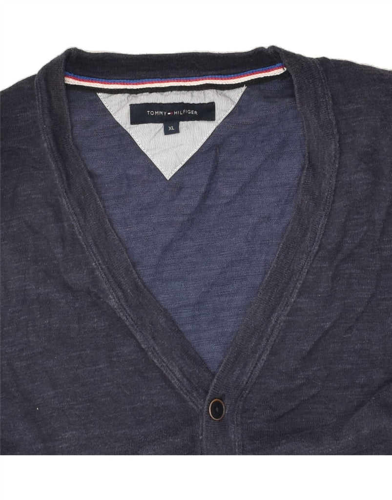 TOMMY HILFIGER Mens Cardigan Sweater XL Navy Blue Cotton | Vintage Tommy Hilfiger | Thrift | Second-Hand Tommy Hilfiger | Used Clothing | Messina Hembry 