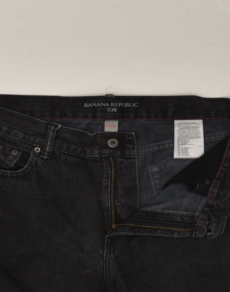 BANANA REPUBLIC Mens Slim Jeans W36 L30 Black Cotton | Vintage Banana Republic | Thrift | Second-Hand Banana Republic | Used Clothing | Messina Hembry 