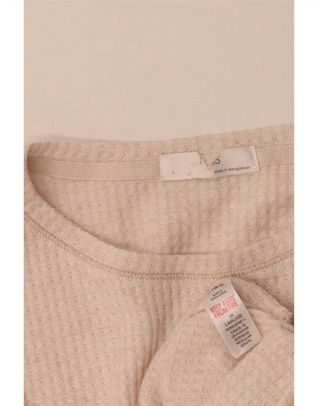Marks & Spencer Womens Top Long Sleeve UK 16 Large Beige Viscose