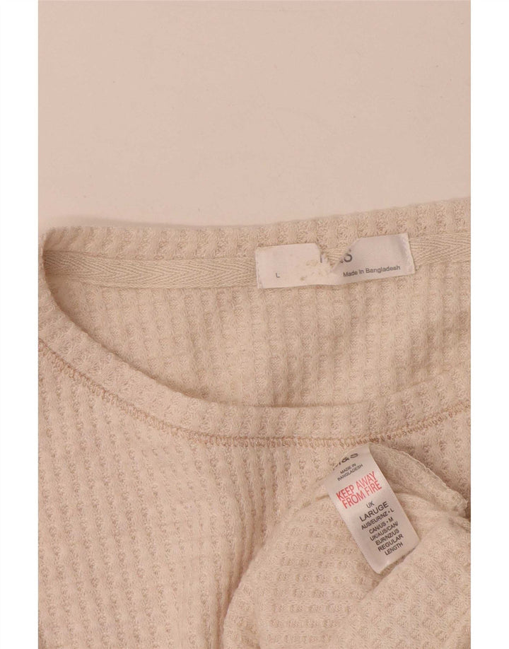Marks & Spencer Womens Top Long Sleeve UK 16 Large Beige Viscose