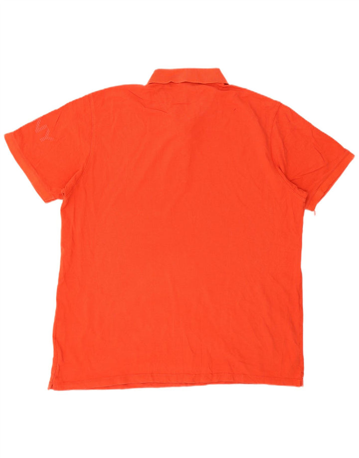 DKNY Mens Graphic Polo Shirt 2XL Orange Cotton