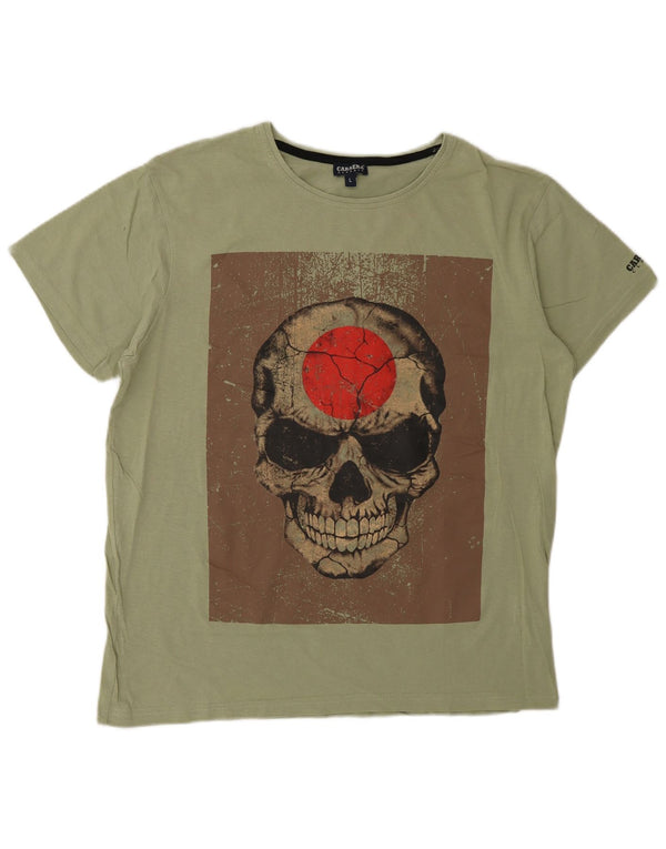 Carrera Mens Graphic T-Shirt Top Large Green Cotton