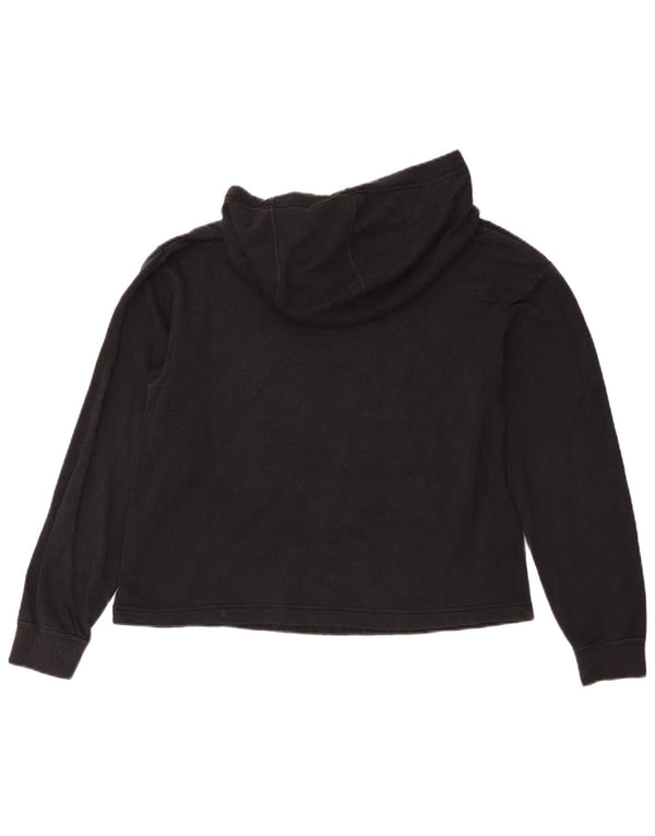 Nike Womens Graphic Oversized Hoodie Jumper UK 6 XS Black Cotton