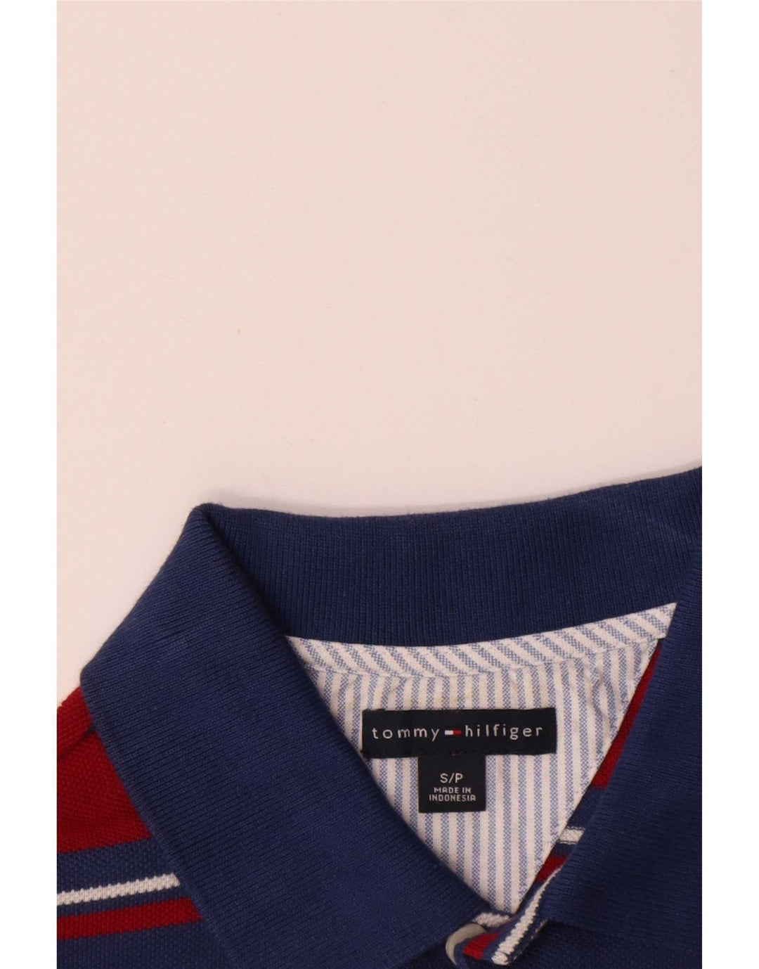Tommy Hilfiger Mens Polo Shirt Small Red Striped Cotton