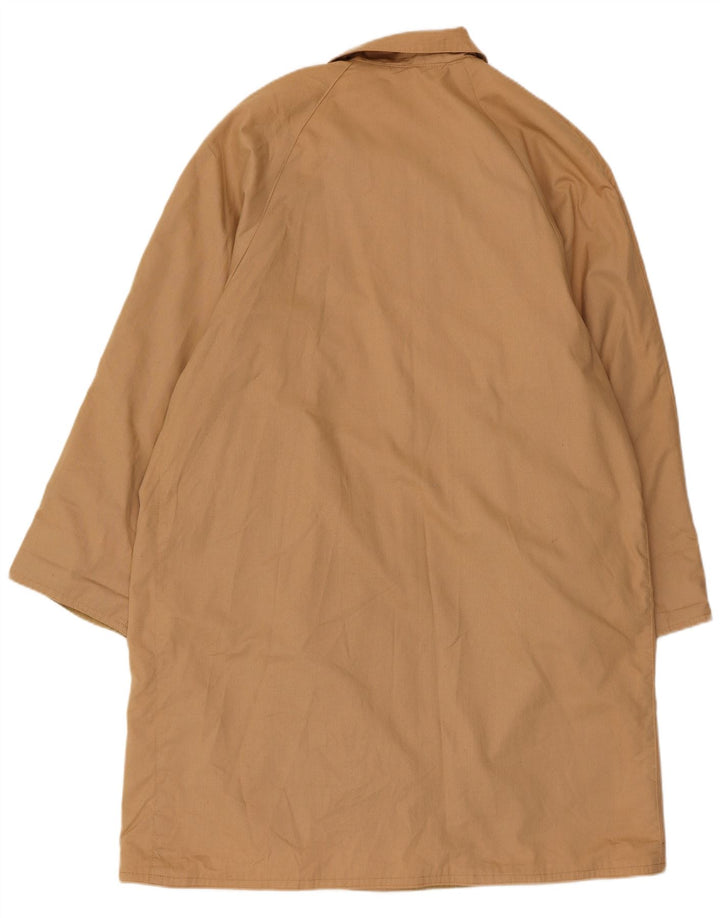 Vintage Mens Loose Fit Trench Coat Small Beige Cotton