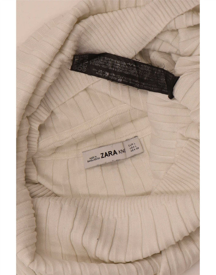 Zara Womens Crop Blouse Top UK 14 Large White Viscose