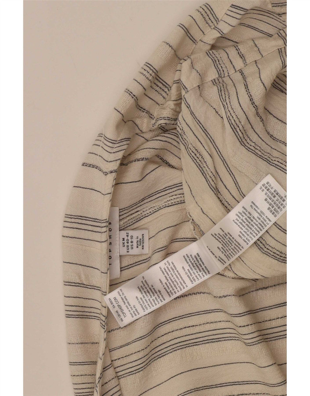 Topshop Womens Playsuit UK 12 Medium Beige Striped Viscose