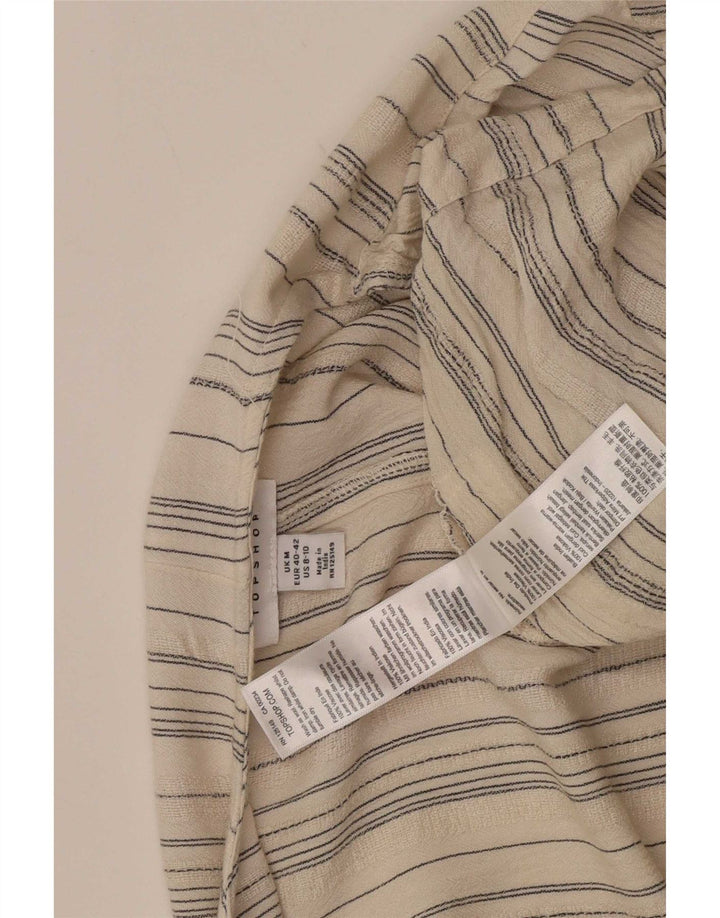 Topshop Womens Playsuit UK 12 Medium Beige Striped Viscose