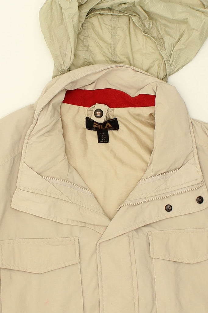 FILA Mens Hooded Utility Jacket IT 50 Large Beige Nylon | Vintage Fila | Thrift | Second-Hand Fila | Used Clothing | Messina Hembry 