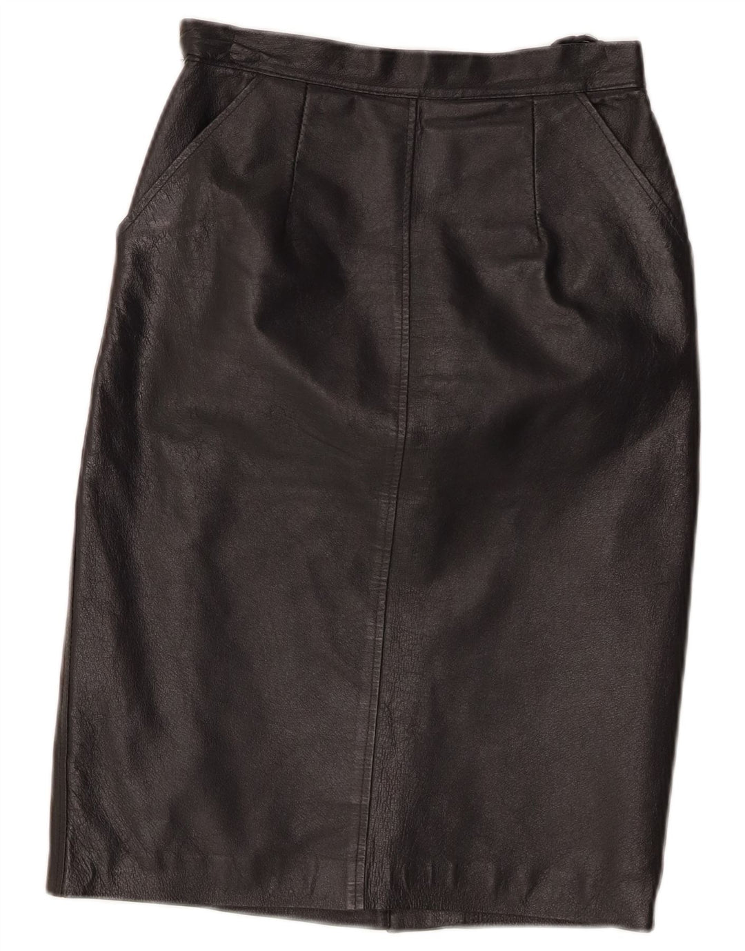 Vintage Womens Leather Skirt W24 XS Black