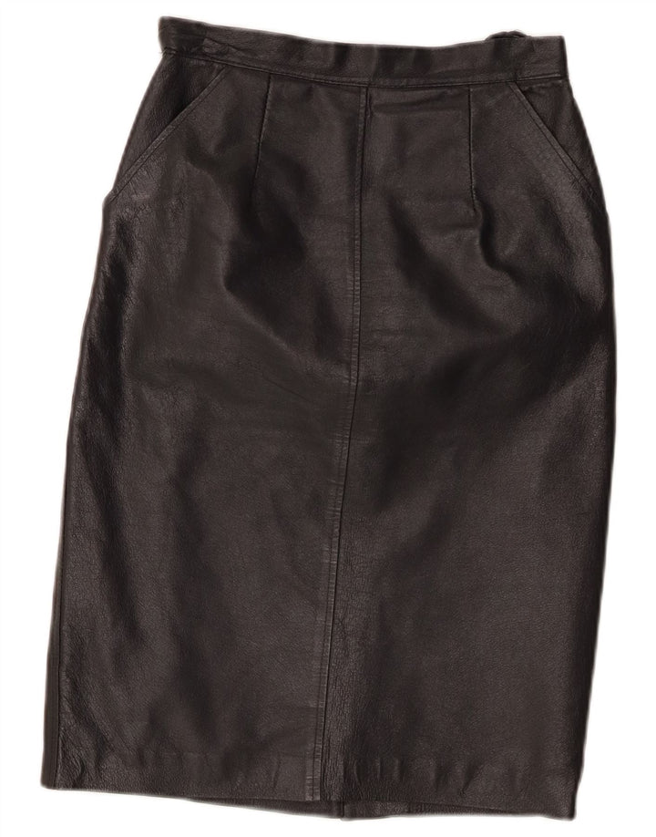 Vintage Womens Leather Skirt W24 XS Black