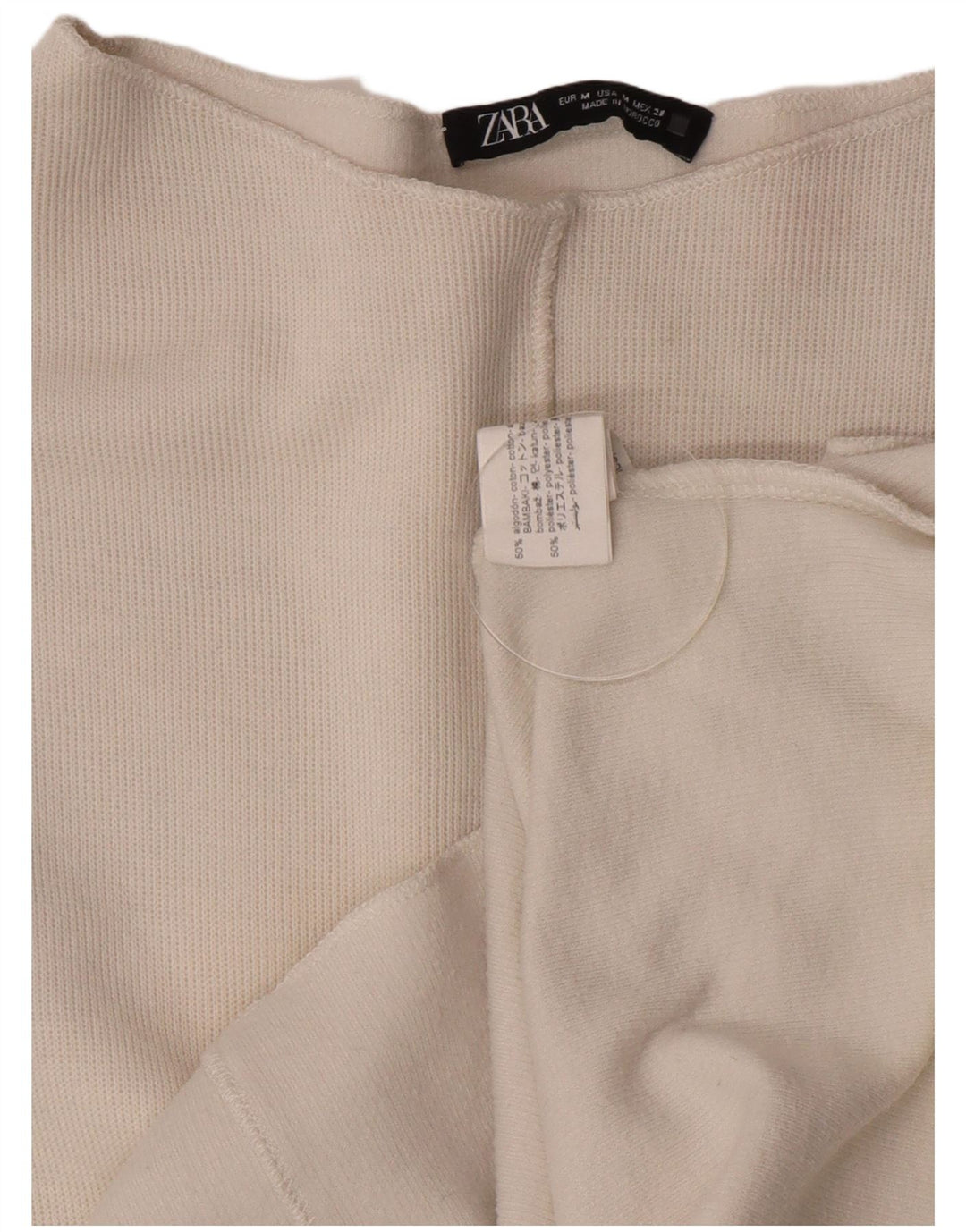 Zara Womens Top Long Sleeve UK 14 Medium White Cotton