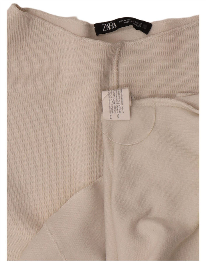 Zara Womens Top Long Sleeve UK 14 Medium White Cotton