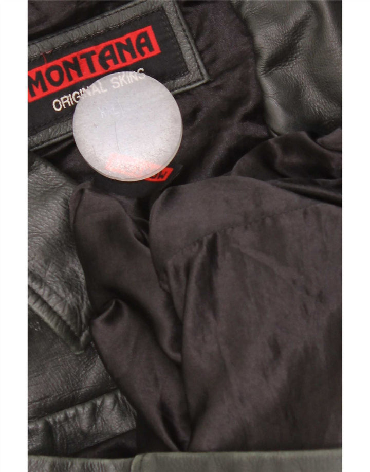 MONTANA Mens Leather Jacket UK 44 2XL Black