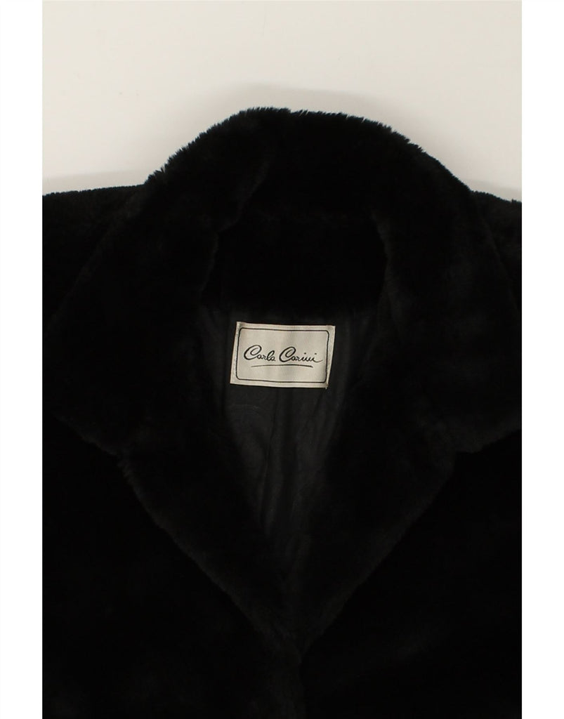 CARLA CARINI Womens Faux Fur Coat UK 16 Large Black | Vintage Carla Carini | Thrift | Second-Hand Carla Carini | Used Clothing | Messina Hembry 