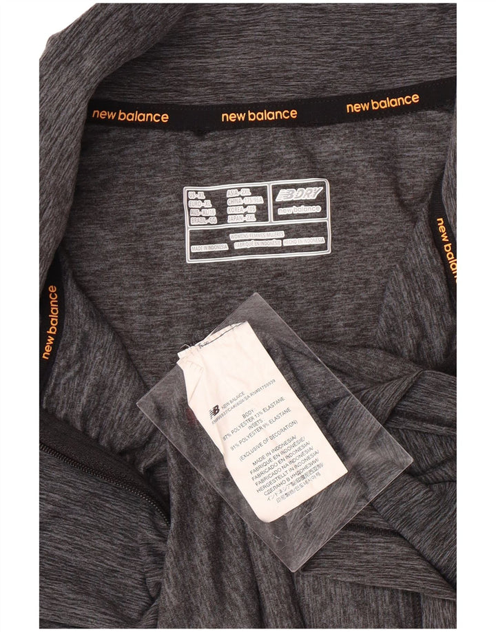 NEW BALANCE Womens Zip Neck Pullover Tracksuit Top UK 18 XL Grey Flecked