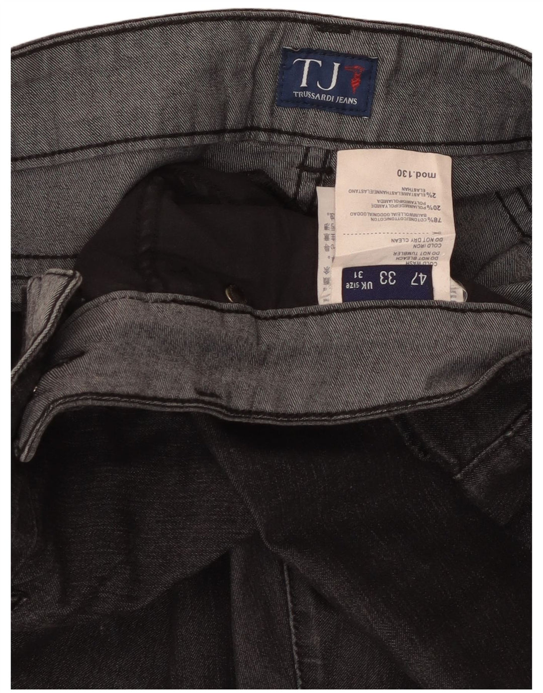 Trussardi Womens Straight Jeans W31 L26 Black Cotton