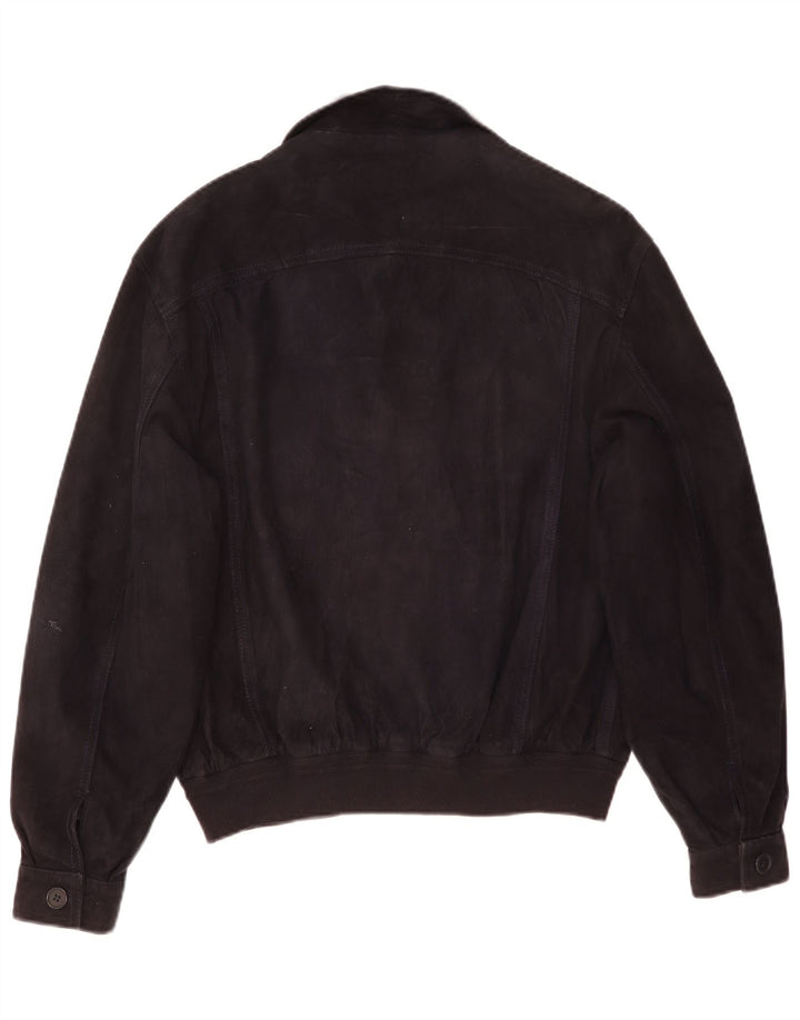 Vintage Mens Suede Bomber Jacket IT 52 XL Black Leather