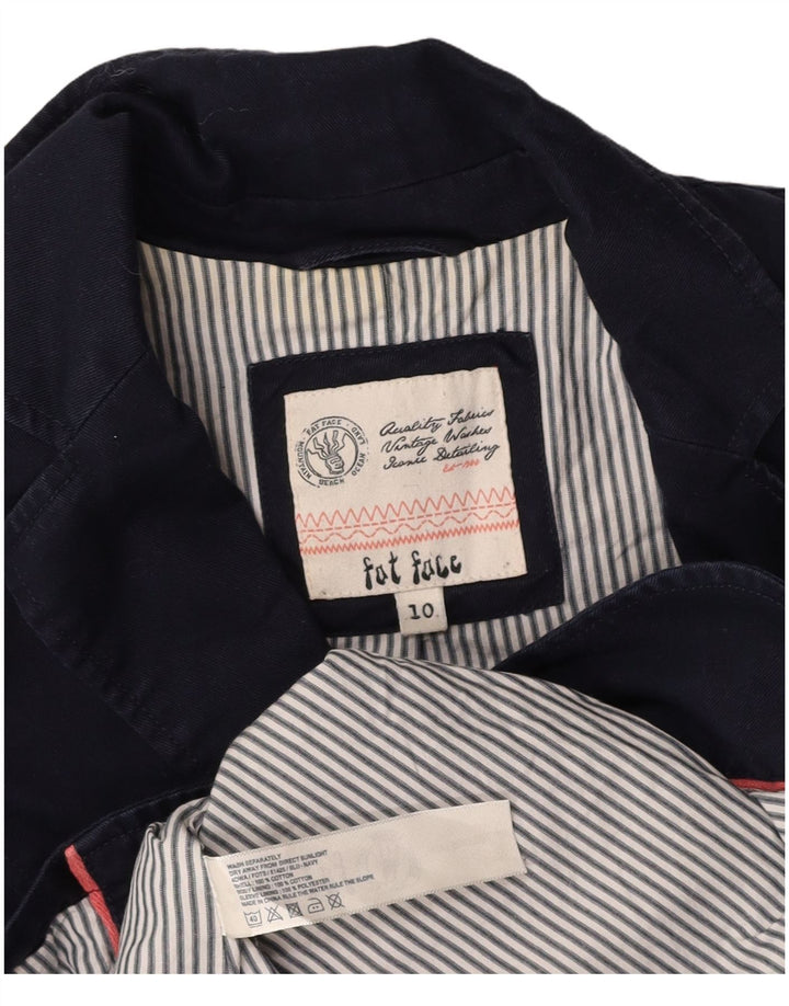 FAT FACE Womens 3/4 Sleeve 2 Button Blazer Jacket UK 10 Small Navy Blue