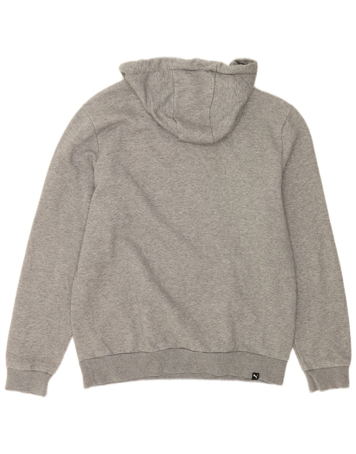 Puma Mens Graphic Hoodie Jumper Medium Grey Flecked Cotton