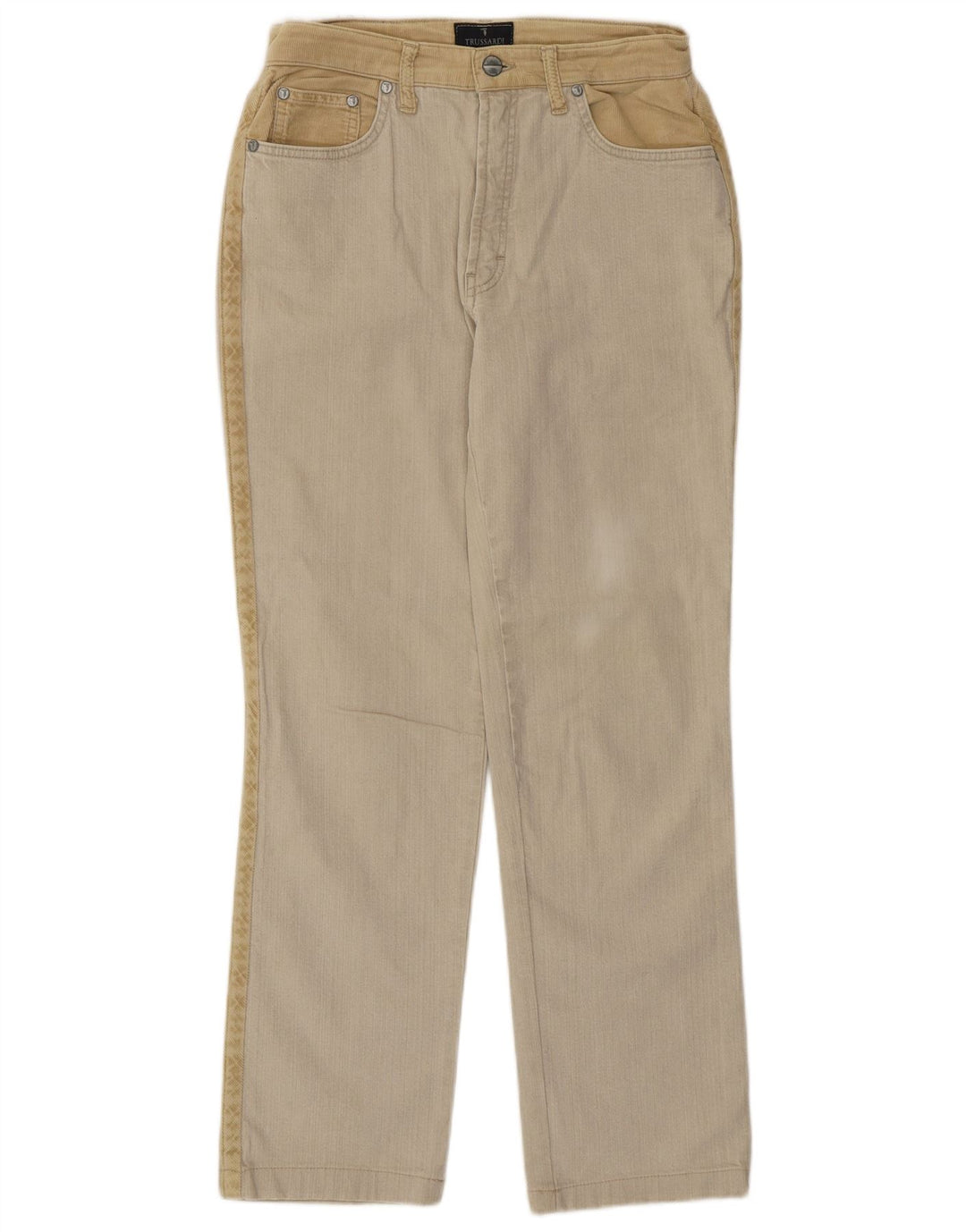 Trussardi Womens Straight Jeans IT 44 Medium W28 L28 Beige Colourblock