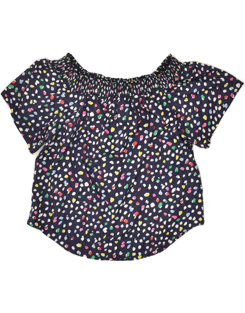 J. CREW Womens Petite Blouse Top US 12 Large Navy Blue Spotted Cotton | Vintage J. Crew | Thrift | Second-Hand J. Crew | Used Clothing | Messina Hembry 