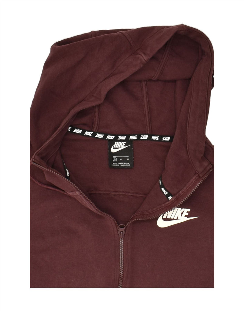 NIKE Womens Graphic Zip Hoodie Sweater UK 14 Medium Burgundy Cotton Vintage Nike and Second-Hand Nike from Messina Hembry 