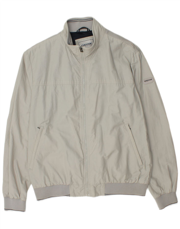 Geox Mens Respira Bomber Jacket UK 46 3XL Grey Cotton