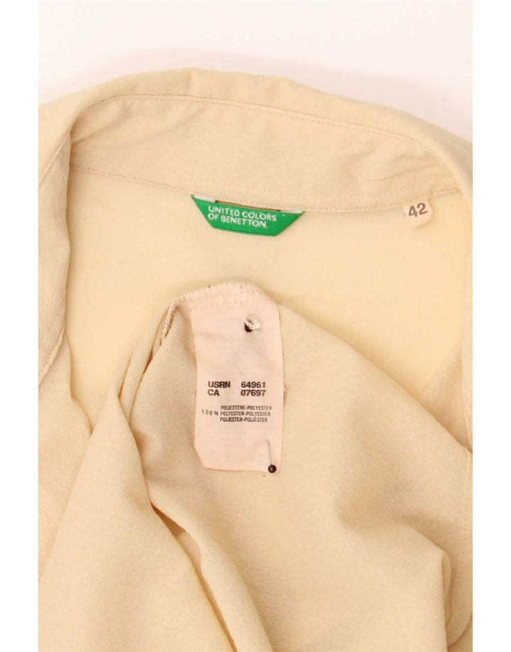 Benetton Womens See Through Shirt Blouse IT 42 Medium Beige Polyester
