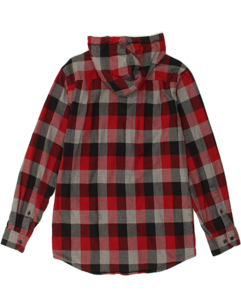 EDDIE BAUER Mens Overshirt Hooded Flannel Shirt Small Red Check Cotton | Vintage Eddie Bauer | Thrift | Second-Hand Eddie Bauer | Used Clothing | Messina Hembry 