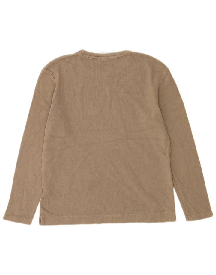 Zara Mens Top Long Sleeve Medium Brown Cotton