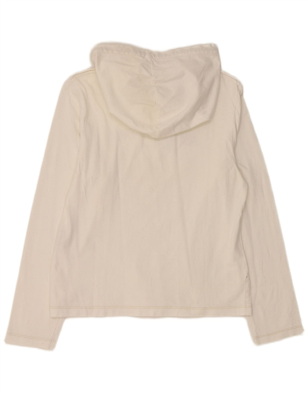 REPLAY Womens Hooded Graphic Top Long Sleeve UK 14 Large White Cotton