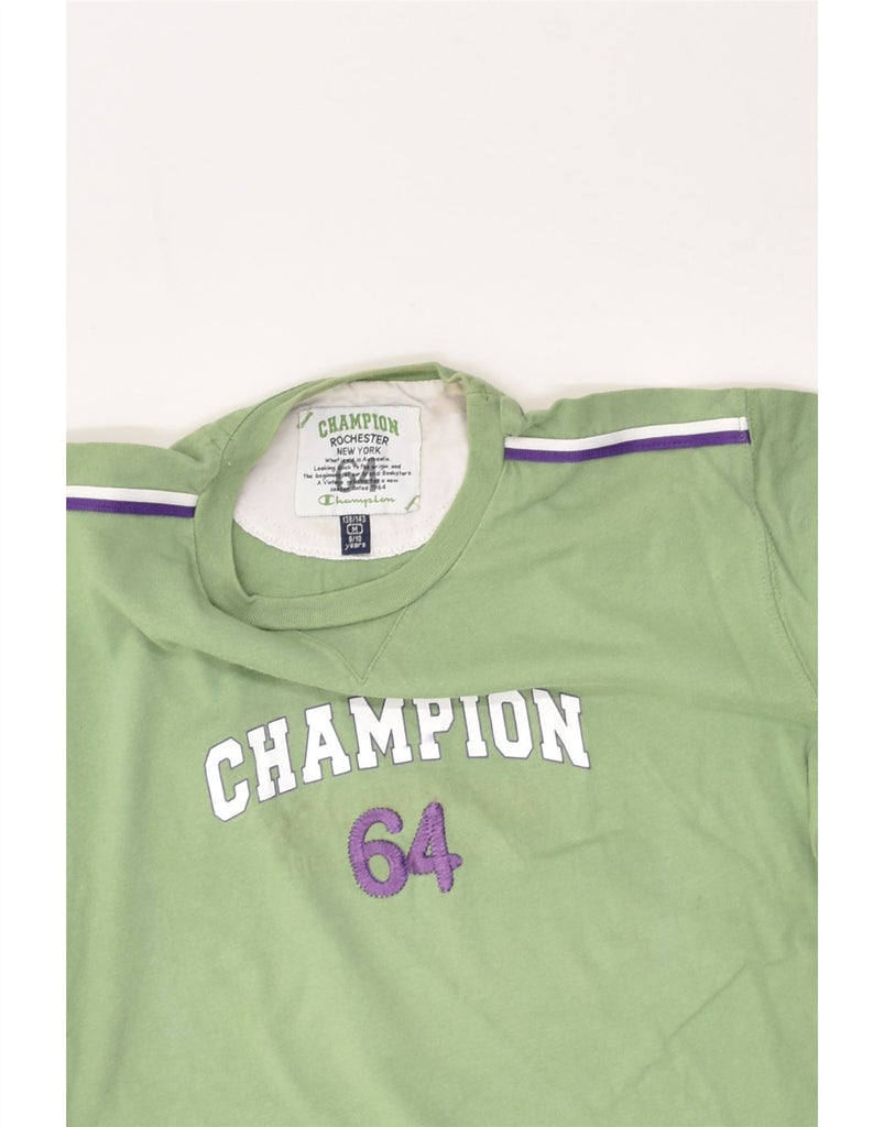 CHAMPION Boys Graphic T-Shirt Top 9-10 Years Medium Green Cotton | Vintage Champion | Thrift | Second-Hand Champion | Used Clothing | Messina Hembry 