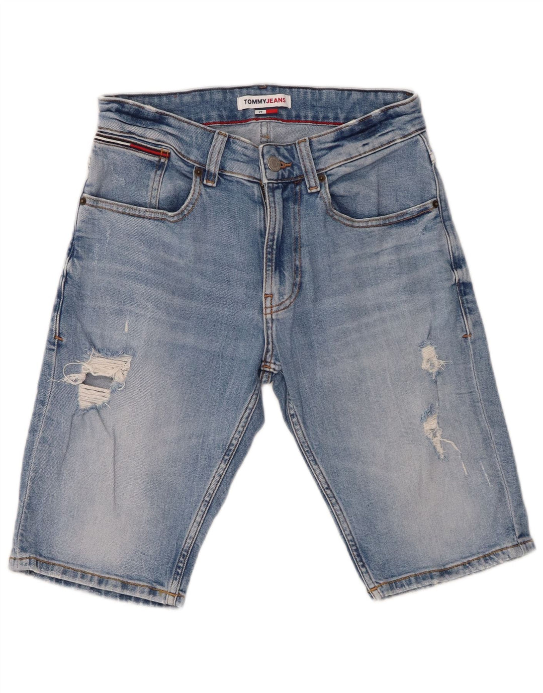 TOMMY HILFIGER Mens Distressed Denim Shorts W29 Small  Blue