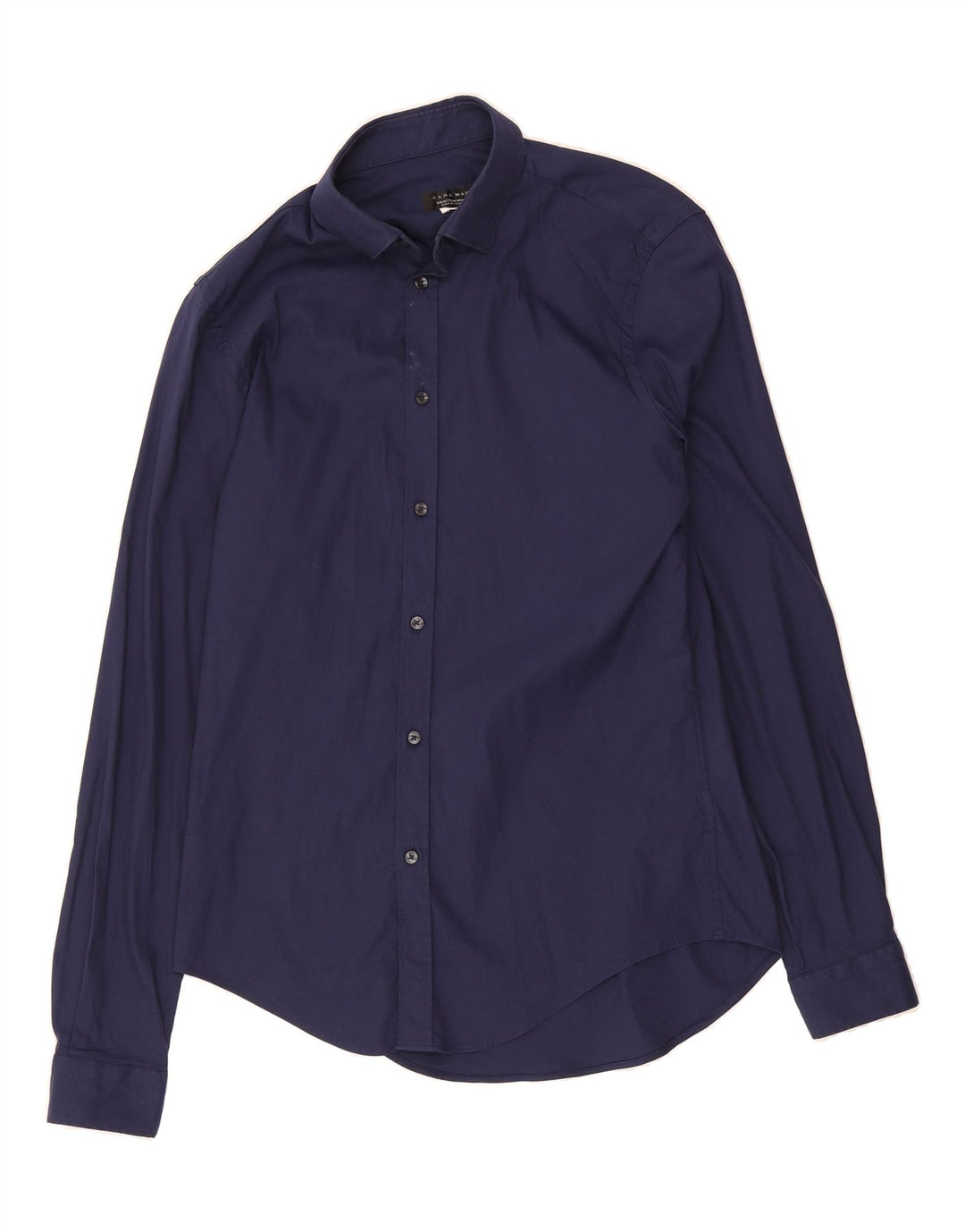 ZARA Mens Slim Fit Shirt Medium Navy Blue Cotton Vintage Zara and Second-Hand Zara from Messina Hembry 