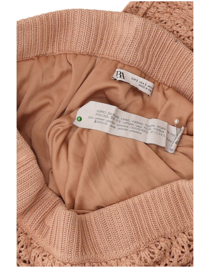 Zara Womens Crochet A-Line Skirt Small W26 Beige Polyester