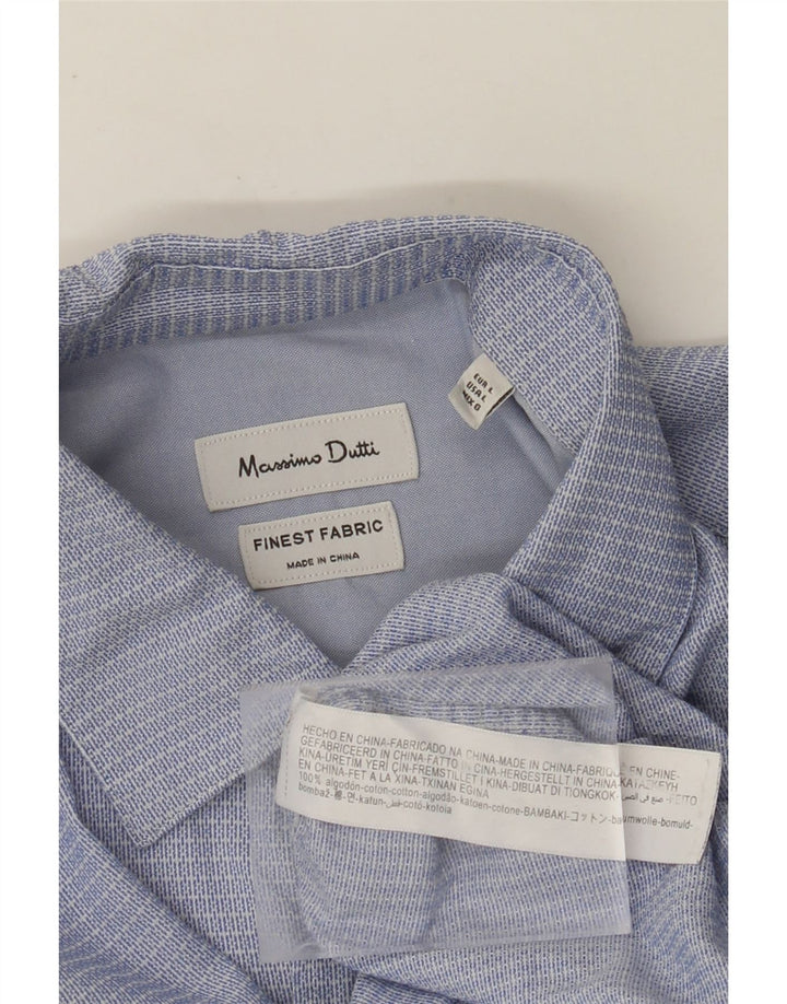 MASSIMO DUTTI Mens Shirt Large Blue Pinstripe Cotton