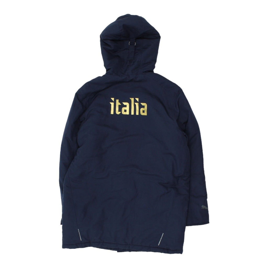 Italy National Team Puma Mens Navy Quilted Bench Coat | Football Sportswear VTG | Vintage Messina Hembry | Thrift | Second-Hand Messina Hembry | Used Clothing | Messina Hembry 