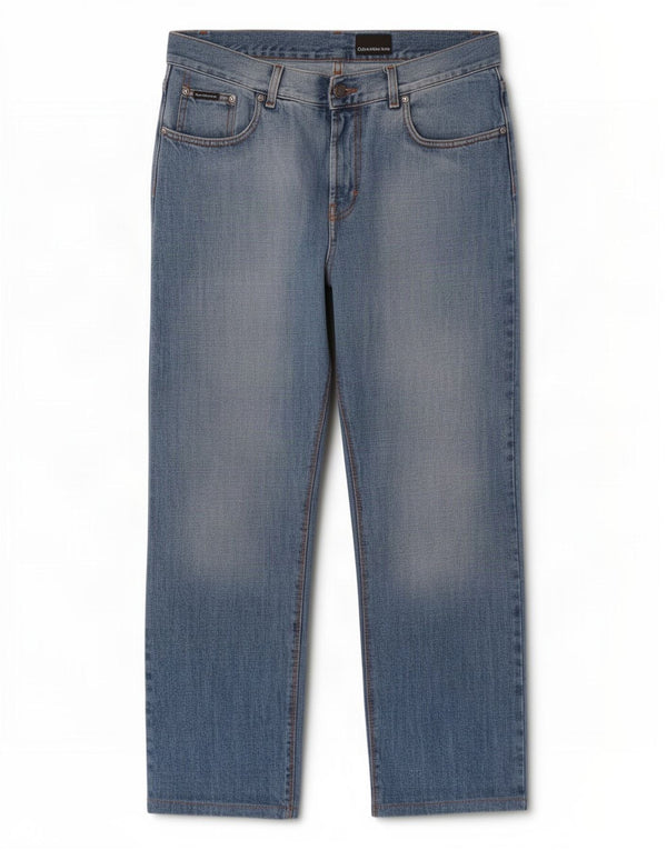 Calvin Klein Mens Straight Jeans W34 L30 Blue Cotton