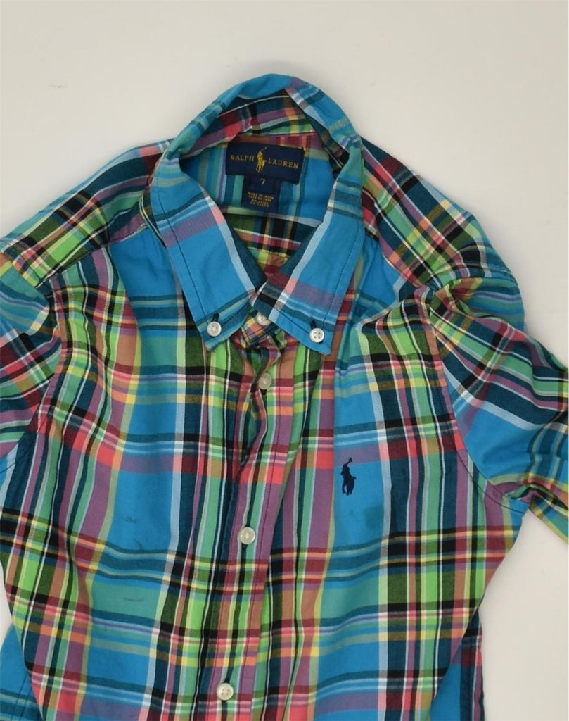 RALPH LAUREN Boys Shirt 6-7 Years Blue Check Cotton | Vintage Ralph Lauren | Thrift | Second-Hand Ralph Lauren | Used Clothing | Messina Hembry 